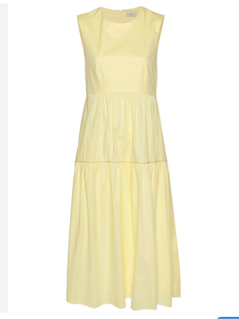 Peserico Light Yellow Sleeveless Tiered Midi Dress